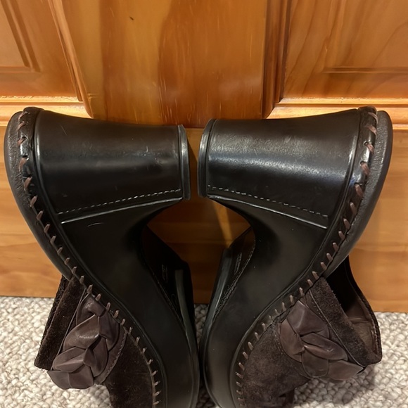 Nurture Suede Braided Leather Slip On Clog - Dark Brown - Women Size 9 - Picture 5 of 8